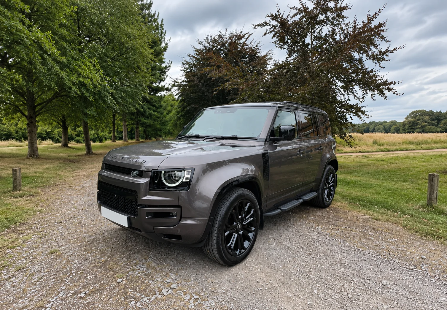 Grey 2026 Land Rover Defender OCTA available for luxury 4x4 rental from AT1 Performance UK